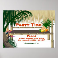 Poster d'invitation Tiki Bar Hut Party de Luau Tro