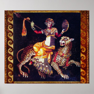 Poster DIONYSOS AVEC LA SPEAR ÉQUITATION LEOPARD Grecque 