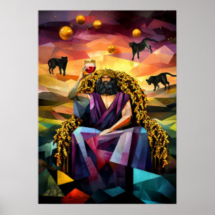 Poster Dionysos - Légende Cubiste Minimaliste - Dieu du V