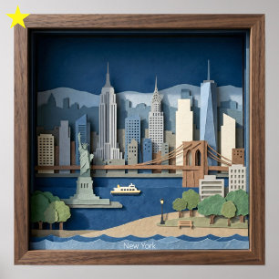 Poster Diorama en papier découpé en couches de la ville d