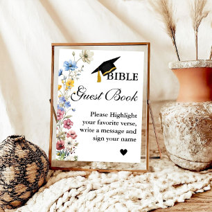 Poster Diplôme Bible Guest Book Signé, Graduation Party