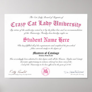 Poster Diplôme CCLU - Sceau rose - Portrait de chat