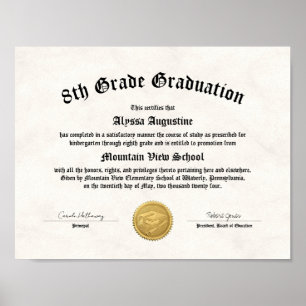 Poster Diplôme de 5e ou 8e année ou de promotion