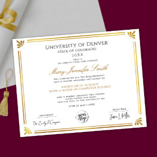Poster Diplôme de certificat d'études supérieures en or e
