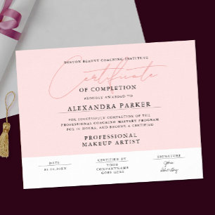 Poster Diplôme de Féminin Rose Pâle et Blanc