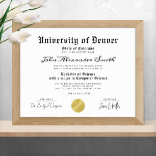 Poster Diplôme de fin d'études simple élégant noir et bla