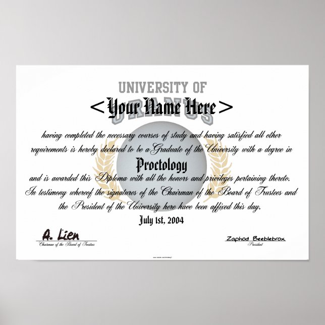Poster Diplôme de l'Université d'Uranus (Devant)