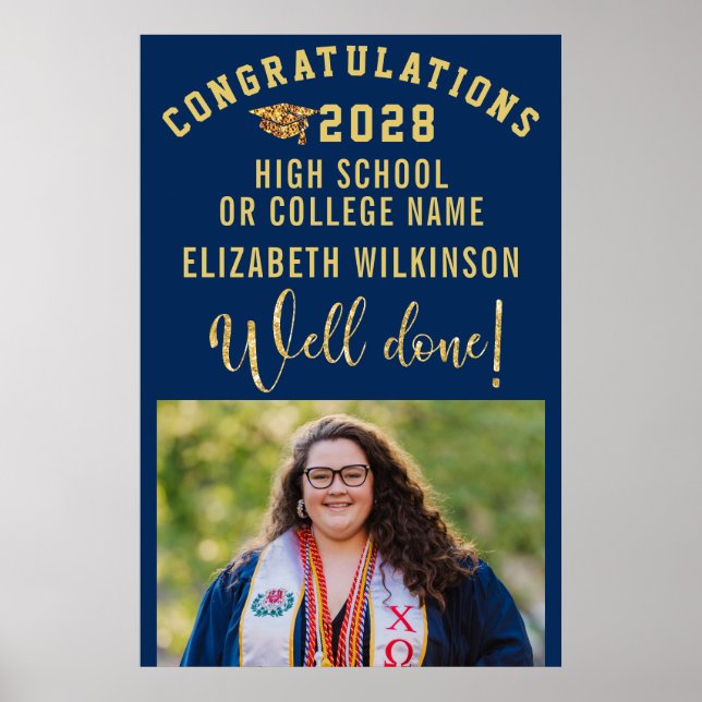 Poster Diplôme de photo personnalisé en script gras et pa (Devant)