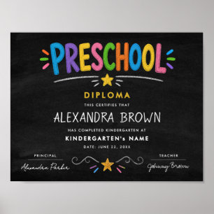Poster Diplôme d'étoile de remise de diplôme préscolaire 