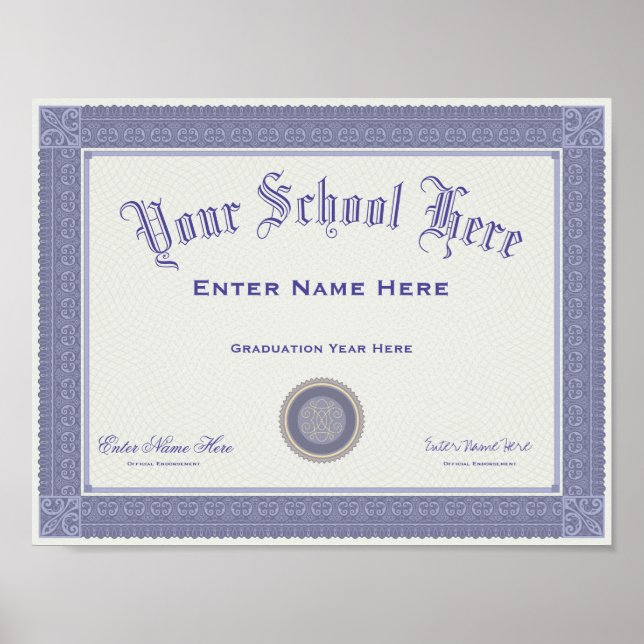 Poster Diplôme d'études faux Votre texte (Devant)