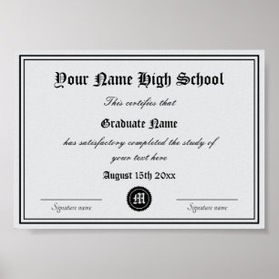 Poster Diplôme d'études secondaires modèle officiel de ce