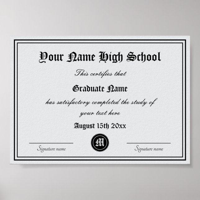 Poster Diplôme d'études secondaires modèle officiel de ce (Devant)