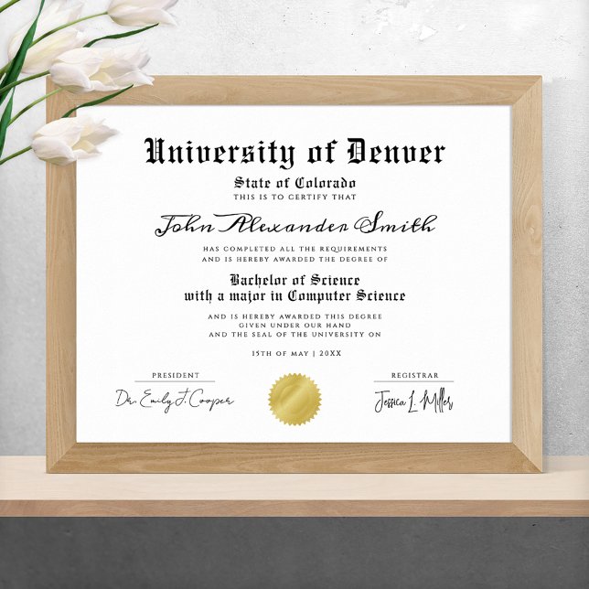Poster Diplôme d'études supérieures en noir et blanc simp (Créateur téléchargé)