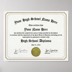 Poster Diplôme d'études supérieures encadré au lycée, GED