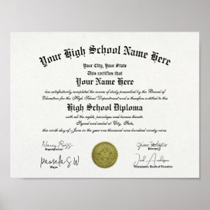 Poster Diplôme lycée encadré classique