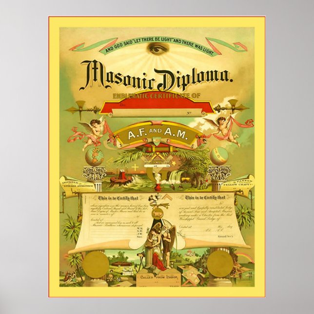 Poster Diplôme maçonnique (1891) (Devant)