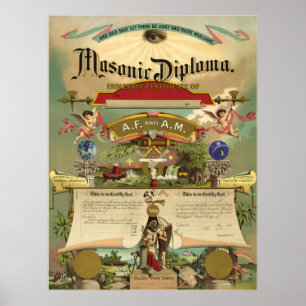 Poster Diplôme maçonnique AF & AM