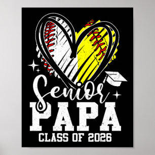 Poster Diplômé Papa Cl De 2026 Baseball Softball Promotio