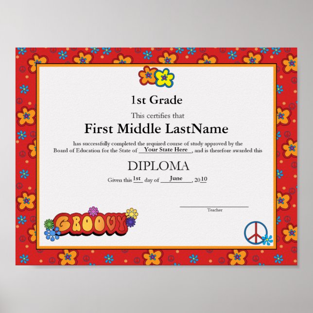 Poster Diplôme super de l'école maternelle (Devant)
