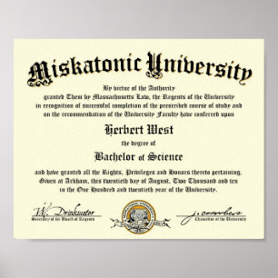 Poster Diplôme universitaire miskatonique