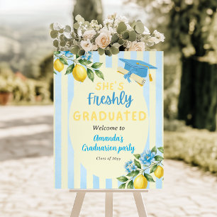 Poster Diplômée Fraîchement Lemon Rayure Bleue