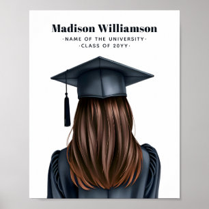 Poster Diplômée moderne personnalisée Femme Diplômée
