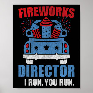 Poster Directeur de feu d'artifice drôle du 4 juillet Je