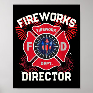 Poster Directeur de feu d'artifice drôle sécurité de l'éq
