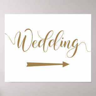 Poster Direction Flèche Mariage Or Signer Pointeur Droite