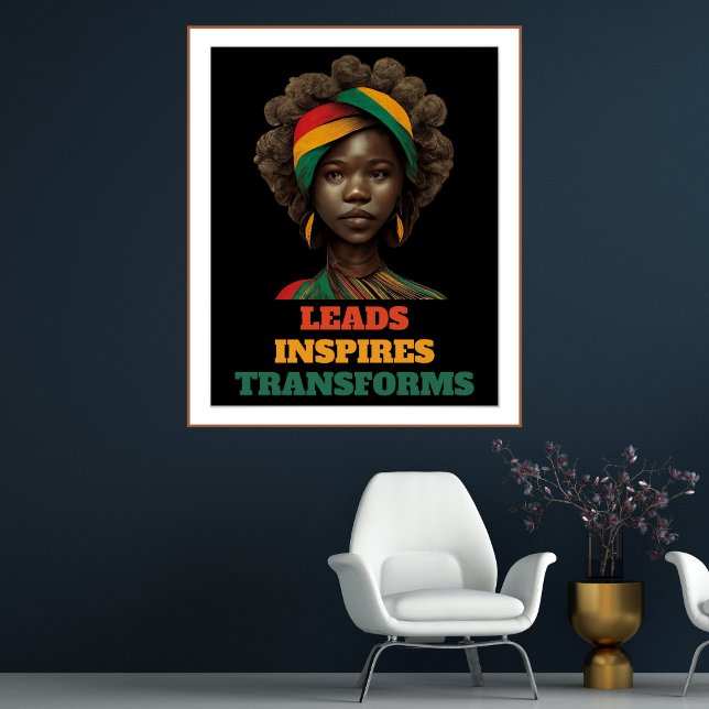 Poster Dirige, inspire, transforme le mois de l'histoire  (Leads, Inspires, Transforms Black History Month Poster)