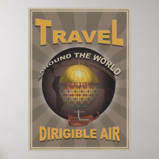 Poster Dirigeant Air Steampunk Voyage Vintage Monde