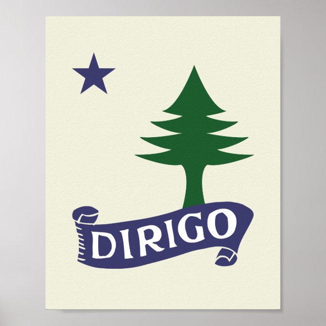 Poster Dirigo / Drapeau 1901 Maine Art Framable (Devant)