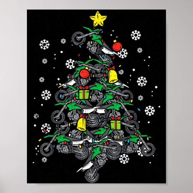 Poster Dirt Bikes Christmas Tree Xmas Motocross Men Boy  (Devant)