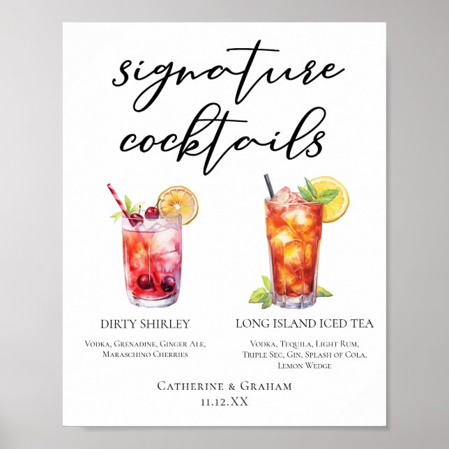 Poster Dirty Shirley Long Island Signature Cocktails Menu (Devant)