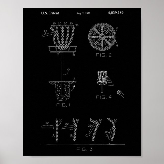 Poster Disc Golf Basket Target Patent Design - Frolf  (Devant)