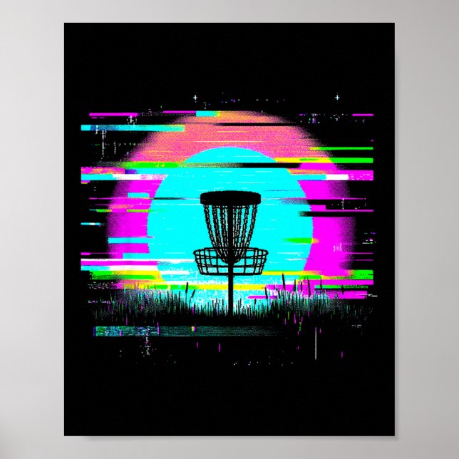 Poster Disc Golf Glitch - Amateur de Disc Golf Vintage  (Devant)