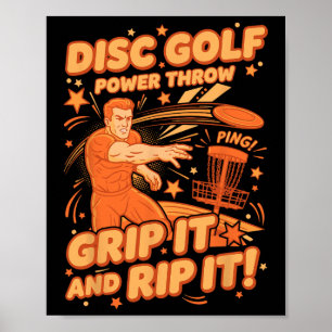 Poster Disc Golf Puissant Lancer Poignée Et Déchirer C'es