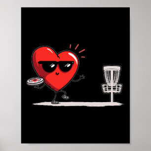 Poster Discgolf Cœur Disque Golf Golfeur Saint-Valentin S