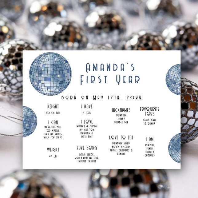 Poster Disco ball First Birthday Milestone Birthday (Créateur téléchargé)