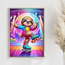 Disco Coloré Sloth Danseuse Danser Sloth Art
