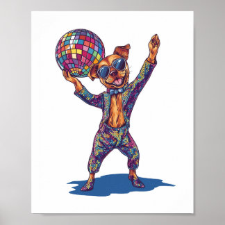 Poster Disco Dog Delight � Funny 70s Party Pup