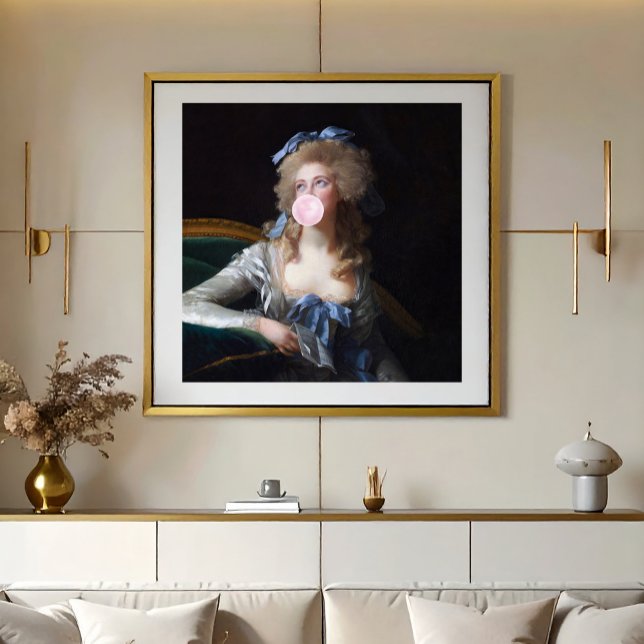 Poster Discrète au bubble gum rose (A vintage painting pop art makes for a great statement piece.)