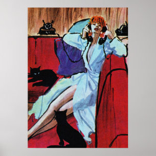 Poster Discuter avec des amis Retro Vintage Pulp cover Ar