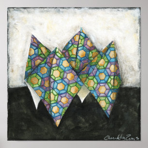 Poster Diseur de bonne aventure d'origami sur le papier