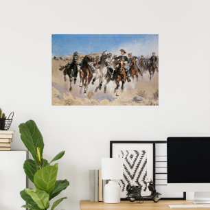 Poster Dismounted by Frederic Remington, Vintage Cowboys