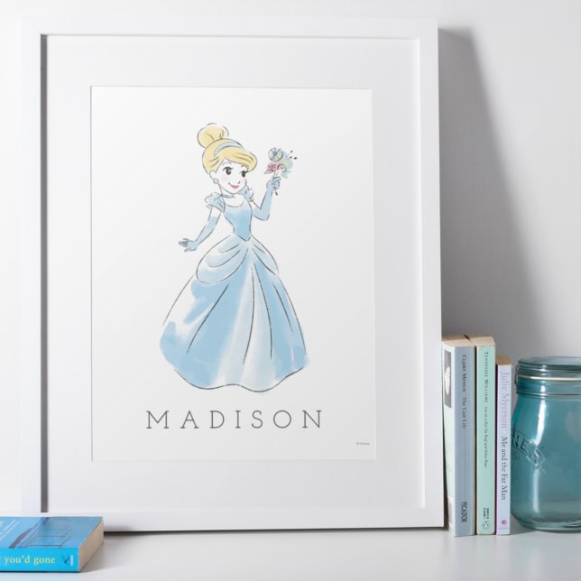Poster Disney Cendrillon Aquarelle | Chambre de fille (Créateur téléchargé)