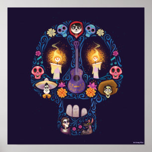 Poster Disney Pixar Coco Caractère Crâne à sucre