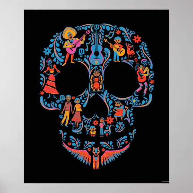 Poster Disney Pixar Coco | Crâne à sucre coloré (Devant)