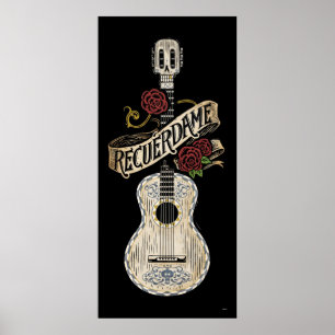 Poster Disney Pixar Coco   Rustic Recuerdame Guitare