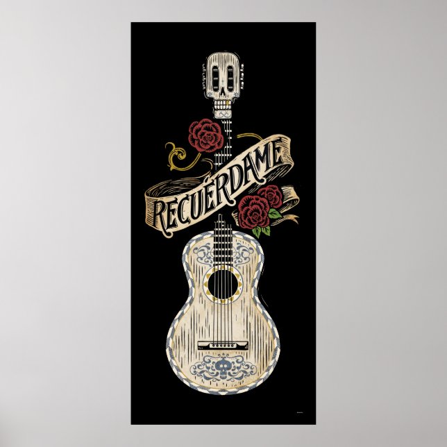Poster Disney Pixar Coco | Rustic Recuerdame Guitare (Devant)
